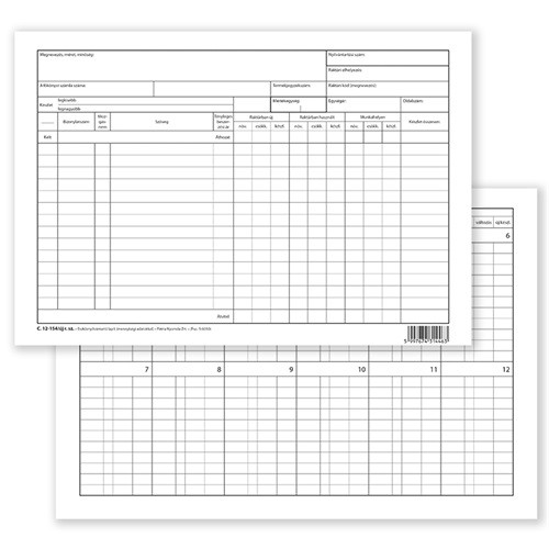 Fogyóeszköz mennyiség nyilvántartó szabadlap A/4 fekvő