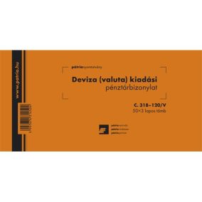   Deviza (valuta) kiadási pénztárbizonylat 50x3 lapos tömb 203x102 mm