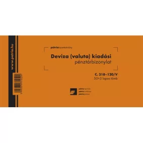   Deviza (valuta) kiadási pénztárbizonylat 50x3 lapos tömb 203x102 mm