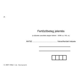 Fertőzőbeteg jelentés boríték C/6 Fertőzőbeteg jelentés boríték C/6