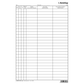 I.sz.betétlap szabadlap A/4 álló