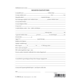Értesítés újszülöttről szabadlap A/5 álló Értesítés újszülöttről szabadlap A/5 álló