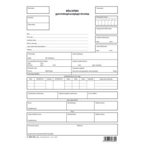   Bölcsődei gyermekegészségügyi törzslap 5 lapos garnitúra