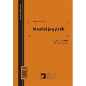 Mosási jegyzék 50x2 lapos tömb A/5 álló Mosási jegyzék 50x2 lapos tömb A/5 álló