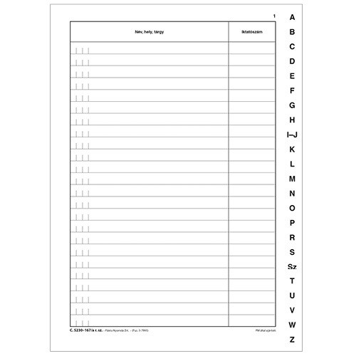 Név, hely, tárgymutató 100 lapos könyv A/4 álló