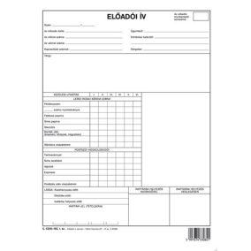 Előadói ív szabadlap A/4 négyoldalas Előadói ív szabadlap A/4 négyoldalas