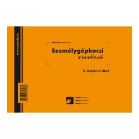 Személygépkocsi menetlevél 100 lapos tömb A/5 fekvő