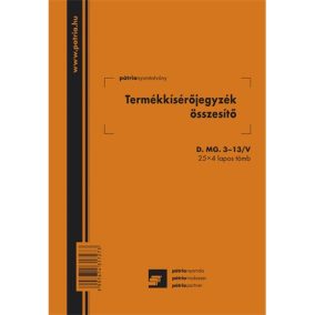   Termékkísérő jegyzék összesítő 25x4 lapos tömb A/5 álló