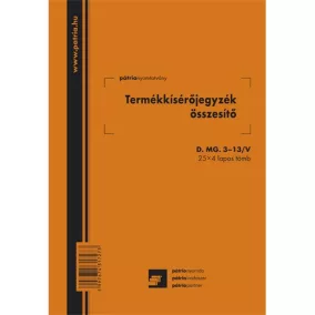   Termékkísérő jegyzék összesítő 25x4 lapos tömb A/5 álló