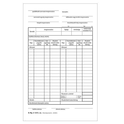 Termékkísérő jegyzék összesítő 25x4 lapos tömb A/5 álló