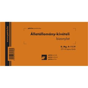 Állatállomány kivételi bizonylat 25x4 lapos tömb 203x102 mm   Állatállomány kivételi bizonylat 25x4 lapos tömb 203x102 mm