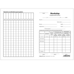 Munkalap erőgépvezetők részére szabadlap A/5 álló