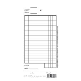 Felszolgáló számla 25x2 lapos tömb 102x203 mm