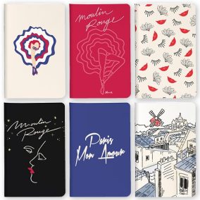 Jegyzetfüzet Clairefontaine Moulin Rouge 7,5x12cm, 24 lapos, sima, vegyes minta   Jegyzetfüzet Clairefontaine Moulin Rouge 7,5x12cm, 24 lapos, sima, vegyes minta