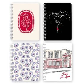 Jegyzetfüzet Clairefontaine Moulin Rouge A/5, spirálos, 74 lapos, vonalas, vegyes minta   Jegyzetfüzet Clairefontaine Moulin Rouge A/5, spirálos, 74 lapos, vonalas, vegyes minta