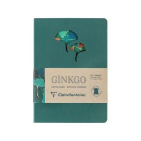 Bőr jegyzetfüzet Clairefontaine Ginkgo, A5, 72 lapos, vonalas, vegyes minta   Bőr jegyzetfüzet Clairefontaine Ginkgo, A5, 72 lapos, vonalas, vegyes minta