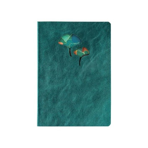 Bőr jegyzetfüzet Clairefontaine Ginkgo, A5, 72 lapos, vonalas, vegyes minta