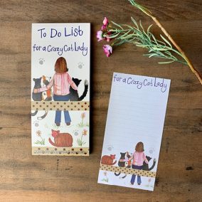   To Do jegyzettömb Alex Clark, 100db mintás oldal, 22,5x10 cm, hátoldalán mágnes,  crazy cat lady