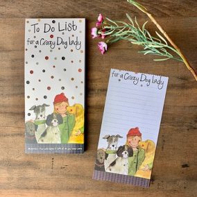   To Do jegyzettömb Alex Clark, 100db mintás oldal, 22,5x10 cm, hátoldalán mágnes,  crazy dog lady