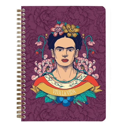 Jegyzetfüzet Clairefontaine Frida Kahlo A/5, spirálos, 74 lapos, vonalas, vegyes minta