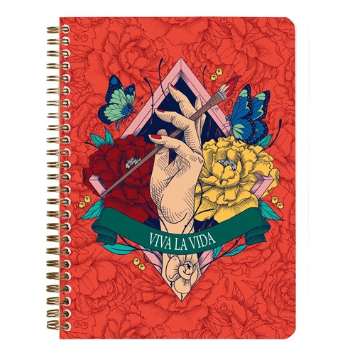 Jegyzetfüzet Clairefontaine Frida Kahlo A/5, spirálos, 74 lapos, vonalas, vegyes minta