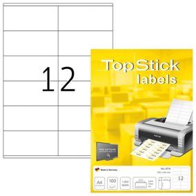 Etikett címke Topstick 105x48 mm szegéllyel 100 ív 1200 db/doboz   Etikett címke Topstick 105x48 mm szegéllyel 100 ív 1200 db/doboz