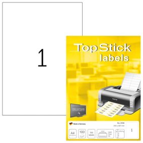 Etikett címke Topstick 210x297 mm szegély nélkül 100 ív 100 db/doboz   Etikett címke Topstick 210x297 mm szegély nélkül 100 ív 100 db/doboz