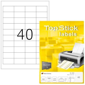 Etikett címke Topstick 48.5x25.4 mm szegéllyel 100 ív 4000 db/csomag   Etikett címke Topstick 48.5x25.4 mm szegéllyel 100 ív 4000 db/csomag