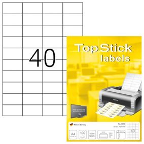 Etikett címke Topstick 52.5x29.7 mm szegéllyel 100 ív 4000 db/doboz   Etikett címke Topstick 52.5x29.7 mm szegéllyel 100 ív 4000 db/doboz