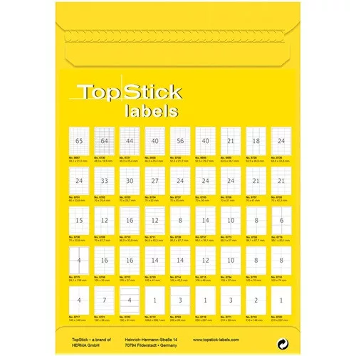 Etikett címke Topstick 52.5x29.7 mm szegéllyel 100 ív 4000 db/doboz