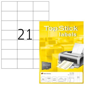   Etikett címke Topstick 70x42.3 mm szegély nélküli 100 ív 2100 db/doboz