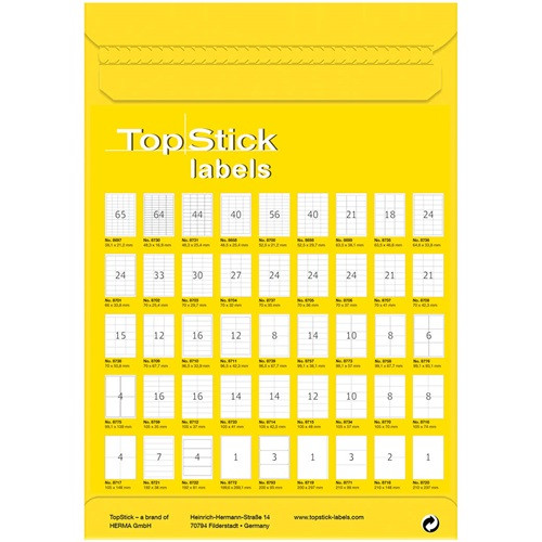 Etikett címke Topstick 70x67.7 mm szegéllyel 100 ív 1200 db/doboz