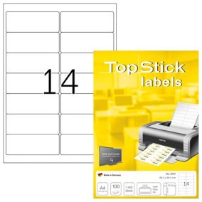Etikett címke Topstick 99.1x38.1 mm szegéllyel 100 ív 1400 db/doboz   Etikett címke Topstick 99.1x38.1 mm szegéllyel 100 ív 1400 db/doboz