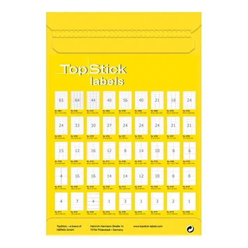 Etikett címke Topstick 70x50.8 mm szegéllyel 100 ív 1500 db/doboz