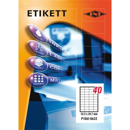 Etikett címke pd 52.5x29.7 mm szegély nélküli 100 ív 4000 db/doboz