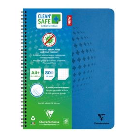 Spirálfüzet Clairefontaine Clean'Safe A/4+ 80 lapos kockás antimikrobiális   Spirálfüzet Clairefontaine Clean'Safe A/4+ 80 lapos kockás antimikrobiális