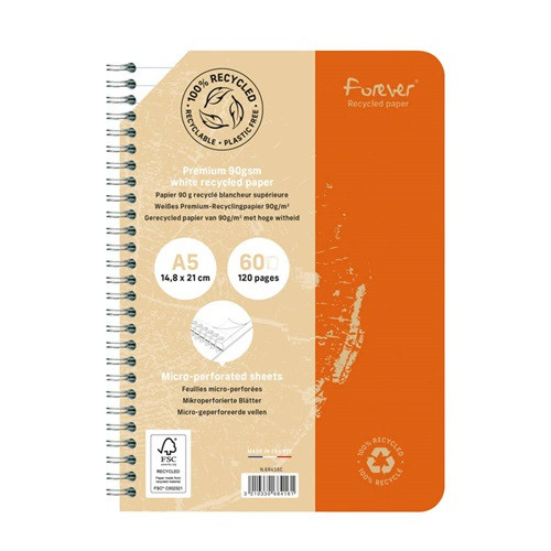 Spirálfüzet Clairefontaine Forever Premium A/5 60 lapos, vonalas