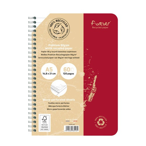 Spirálfüzet Clairefontaine Forever Premium A/5 60 lapos, vonalas