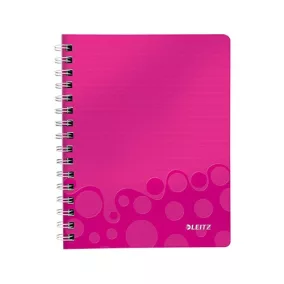 Spirálfüzet Leitz A/5 Wow vonalas rózsaszín