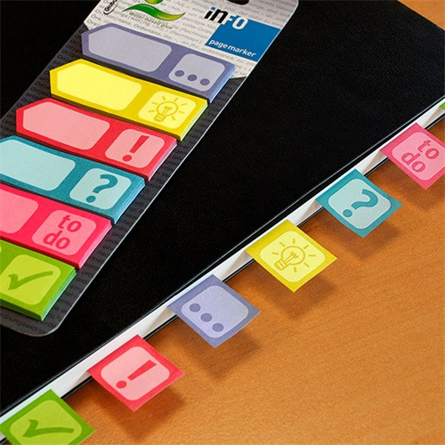 Oldaljelölő papír Info Notes 18x55 mm 6x25 lapos színes mintás