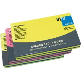   Öntapadós jegyzettömb Info Notes 125x75 mm 80 lapos élénk színek