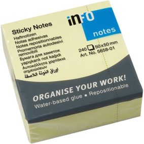 Öntapadós jegyzettömb Info Notes 50x50 mm 240 lapos sárga   Öntapadós jegyzettömb Info Notes 50x50 mm 240 lapos sárga
