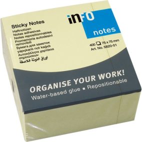   Öntapadós jegyzettömb Info Notes 75x75 mm 400 lapos sárga