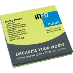 Öntapadós jegyzettömb Info Notes 75x75 mm 80 lapos élénk zöld   Öntapadós jegyzettömb Info Notes 75x75 mm 80 lapos élénk zöld