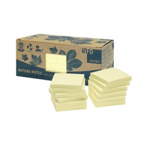 Öntapadós jegyzettömb Info Notes 75x75 mm 100 lapos sárga környezetbarát   Öntapadós jegyzettömb Info Notes 75x75 mm 100 lapos sárga környezetbarát