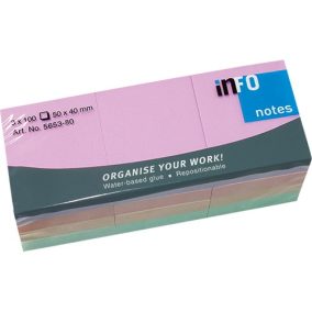 Öntapadós jegyzettömb Info Notes 50x40 mm 12x100 lapos pasztell vegyes színek Harmony   Öntapadós jegyzettömb Info Notes 50x40 mm 12x100 lapos pasztell vegyes színek Harmony