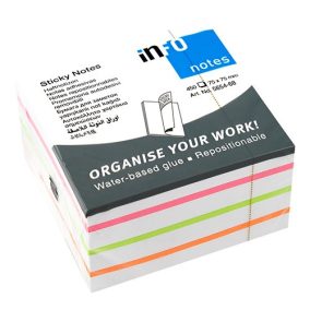   Öntapadós jegyzettömb Info Notes Mix 75x75 mm 450 lapos fehér-színes