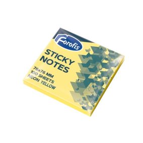   Öntapadós jegyzettömb Forofis 76x76 mm 80 lapos neon sárga
