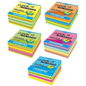   Öntapadós jegyzettömb Mitama 75x75 mm 500 lapos neon színek