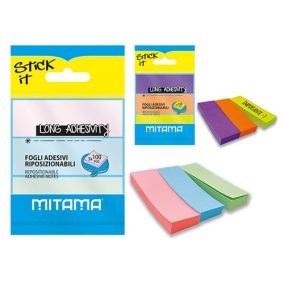   Oldaljelölő műanyag Mitama 75x25 mm 100 lapos neonszínek 3 db/csomag